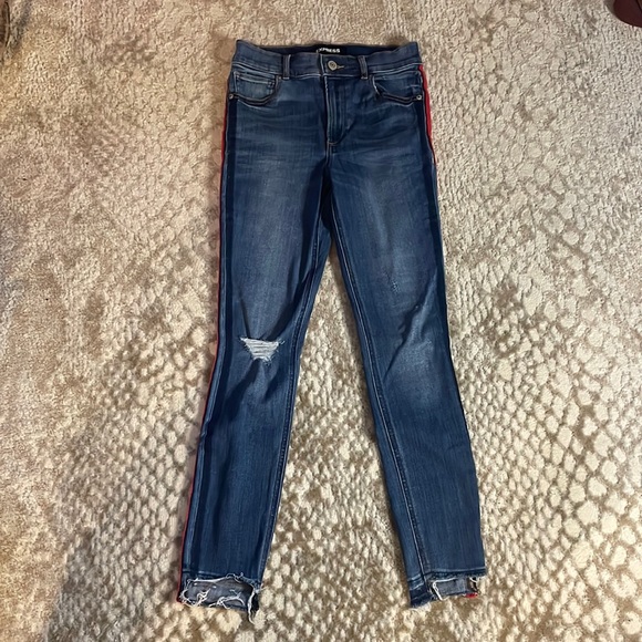 Express Skinny Jeans w/ Red Stripe - Size 2 - Picture 3 of 5